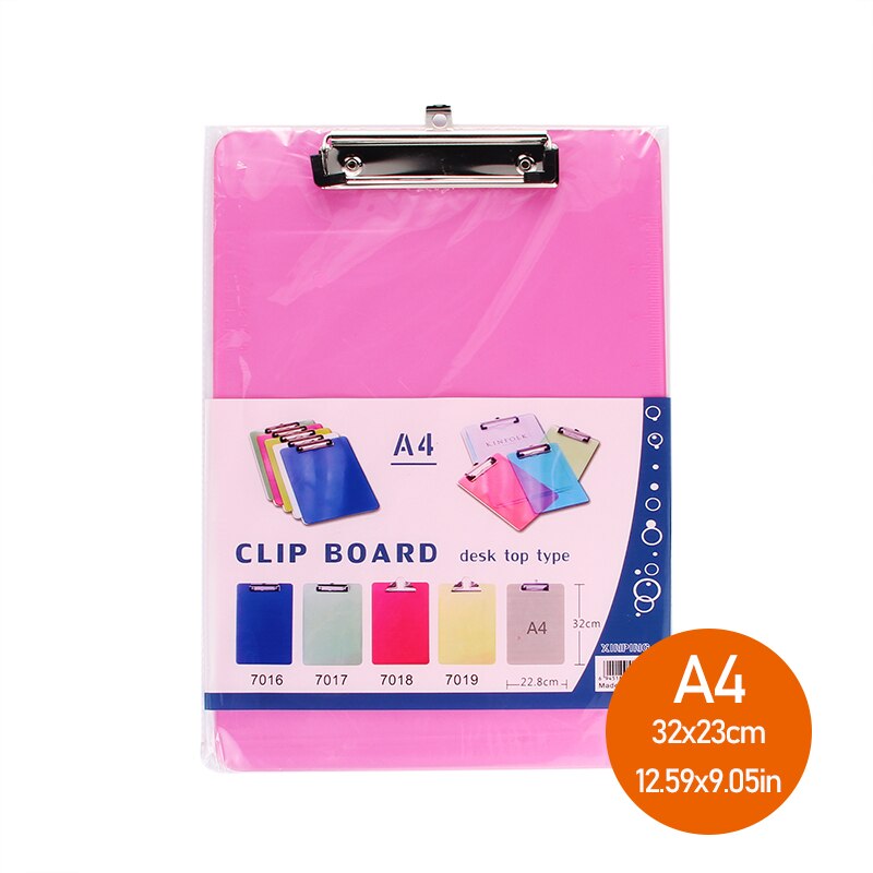 A4 PP Plastic Folder Portable Pad Portable Pen Tray Office Metting File Pocket School folders A5 cilp file: A4 PINK