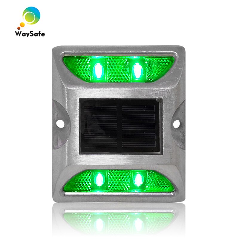 Steady mode groene LED licht aluminium materiaal zonne-energie weg stud reflector op verkoop