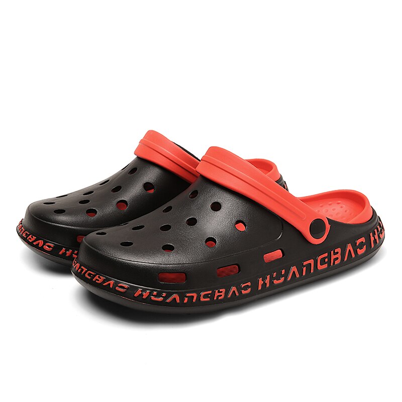 Sandals Men Crocse Shoes Crocks Rubber Clogs EVA Beach Sandals Garden Shoes Flat Sandals Slippers: black / 7.5