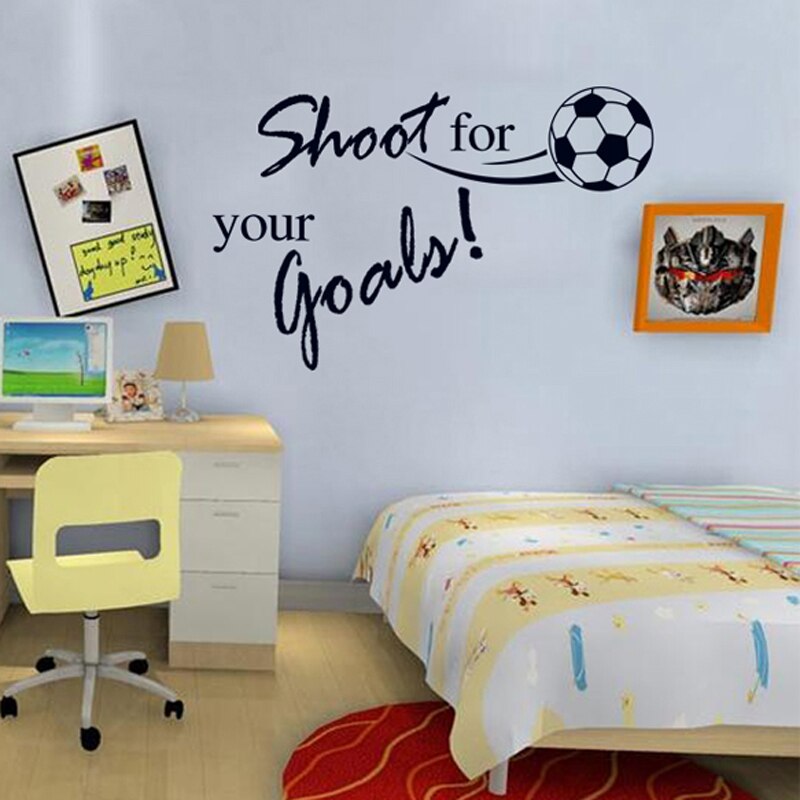 Flyvende fodbold skyd til dit mål wallsticker engelske bogstaver hjemmemærkater klistermærker til børneværelse stue indretning vægmaleri