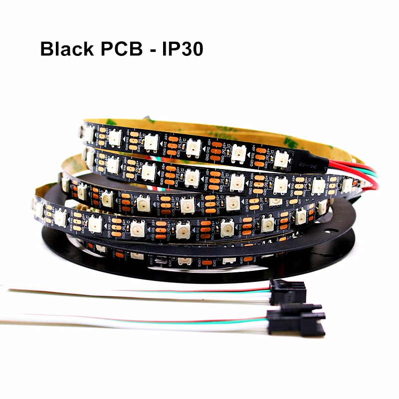WS2812B LED Strip DC 5V Zwart Wit PCB Smart Adresseerbare Pixel WS2812 IC 60 LEDs/M 5050 RGB LED Tape 50CM 1M 2M 3M 4M 5M