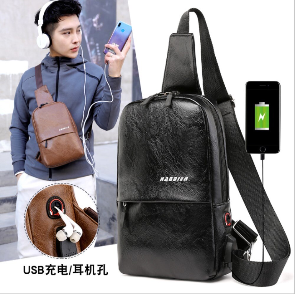 Sac à bandoulière pour hommes, nouvelle de , sac de poitrine Anti-vol chargeur USB, sac à épaule décontracté,