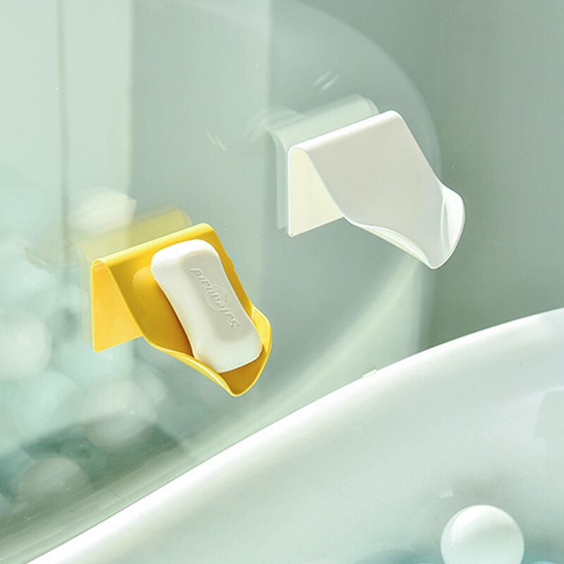 Self-Adhesive Soap Sponge Holder Drain Box Tilt Storage Drying Rack Dishes Bathroom Clean Finishing Tools Drying Boxes: White color