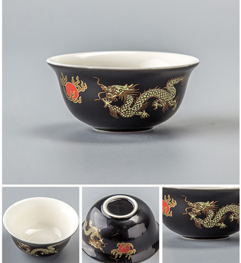 Kinesisk traditionel gylden drage te kop 1 stk keramisk tekop puer kop sæt, keramisk ovn top kvalitet porcelæn: 01