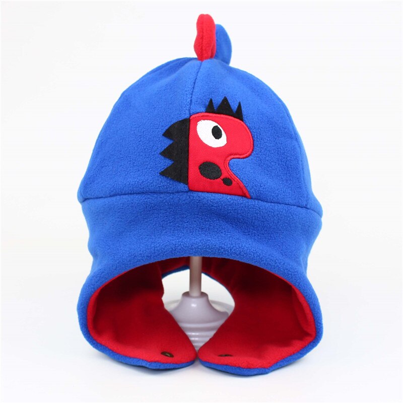 Gorro con solapa para la oreja para niña y niño, con patrón gorrito de lana de animales para niño y niña, accesorio cálido para esquiar, accesorios para bebés para exteriores: Azul