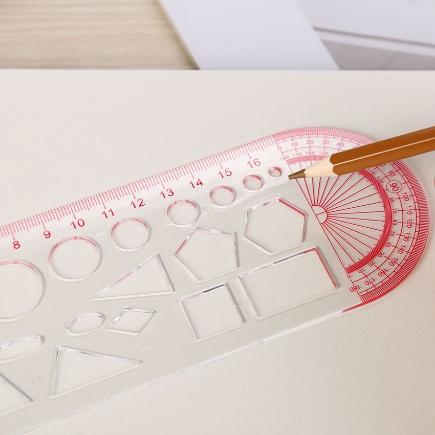 Multi-purpose Drawing Rulers With Protractor Mathematics Geometric Measuring Ruler Drawing Template Geometry Function Ruler
