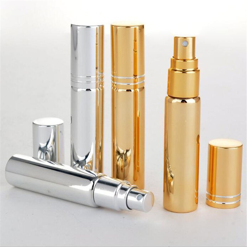 10ML Aluminium Parfumflesje Hervulbare Vrouwen Mannen Reizen Parfum Verstuiver Mini Glazen Spuitfles Lege Cosmetische Containers