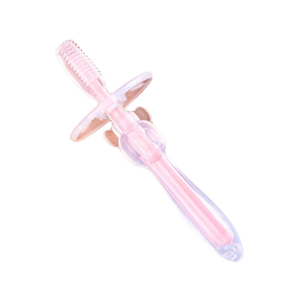 Kid Zachte Siliconen Training Tandenborstel Pasgeboren Kinderen Dental Oral Care Tooth Brush Tool Baby Kid Safety Guard Tandenborstel Items: Roze