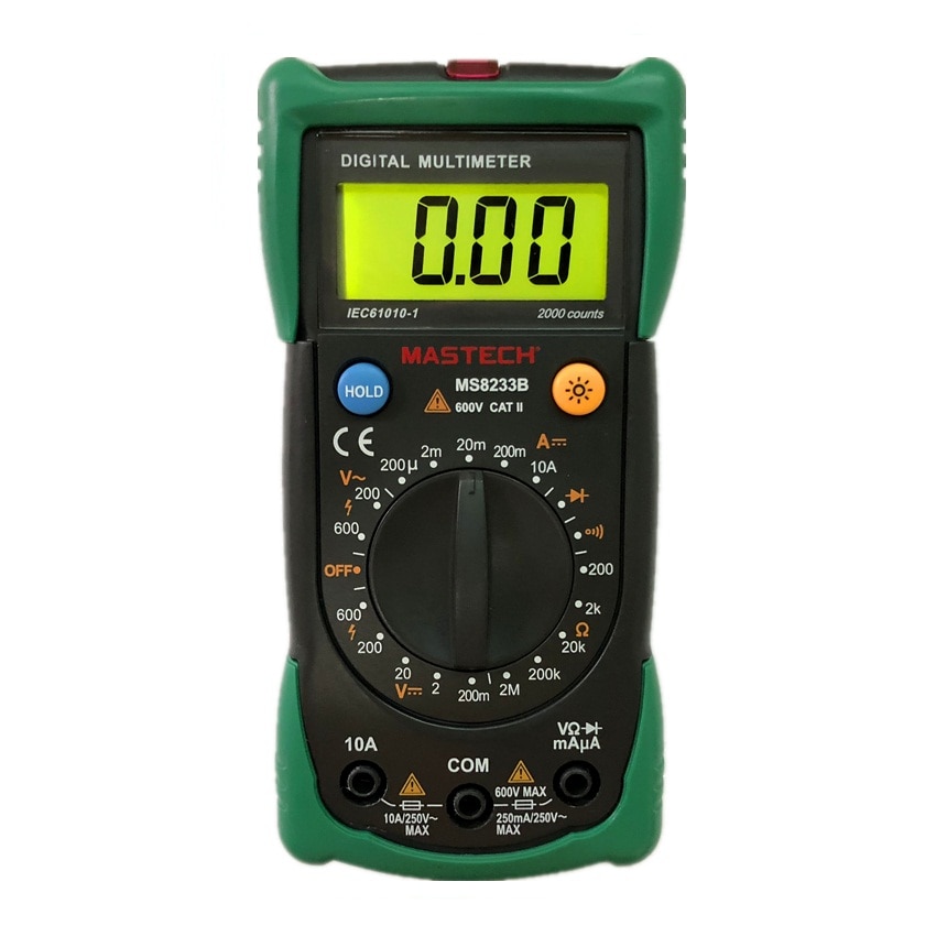 MASTECH MS8233B Digital Multimeter DMM AC Voltage Meter Data Hold with Backlight Ammeter Capacitance Tester