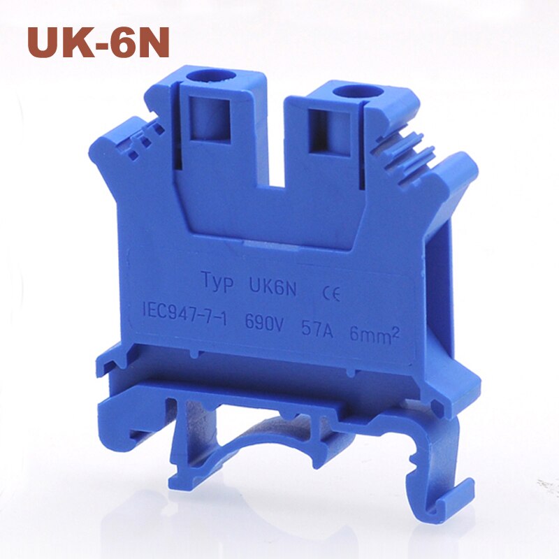 50Pcs Din Rail Universele Schroef Terminal Blokken UK-6N Morsettiera Elektrische Draad Terminals Blok Connector Messing Bornier 57A