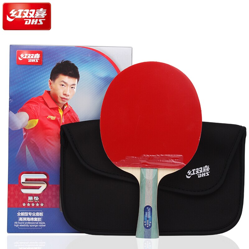 DHS table tennis racket 5-star 5002 5006 with rubber skyline hurricane and bag training ping pong bat