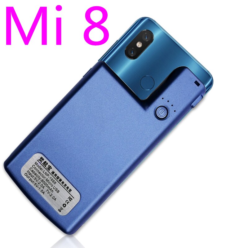 Funda de cargador de batería externa para Xiaomi Mi 8 8 SE, carcasa portátil, powerbank Capa: Mi 8-Blue