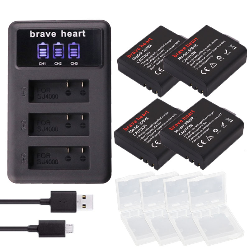 Batería con funda para sj4000 + batería sj 4000, para cámara SJCAM sj4000 sj5000 sj5000x sj6000 sj7000 sj8000 sj9000 M10