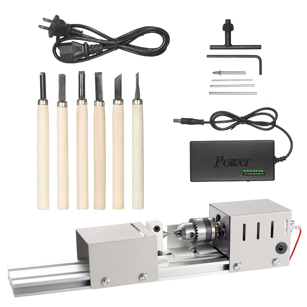 100W Lathe Machine Wood Working DIY Beads Grinding and Polishing Machine Mini Lathe DIY Woodworking Craft Rotary Machine