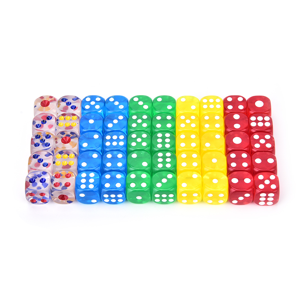 10 Pcs 14 Mm Transparant Acryl 6 Zijdige Dobbelstenen Voor Club/Party/Familie Games 6 Kleuren