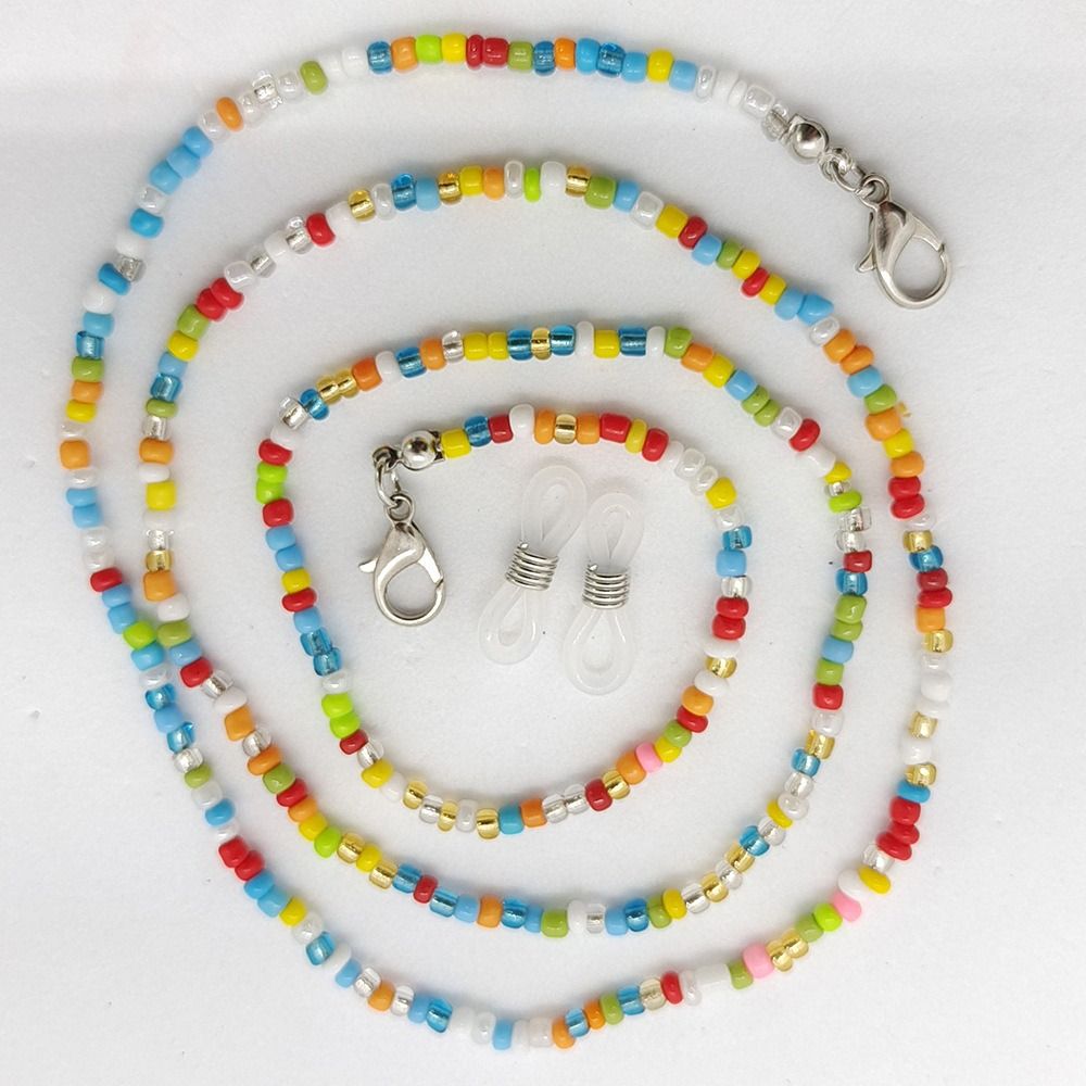 Correa de mascarilla de colores bohemios para mujer, cadena con cuentas para gafas, cordón antideslizante para máscara facial, cadena para el cuello para gafas de sol: Verde