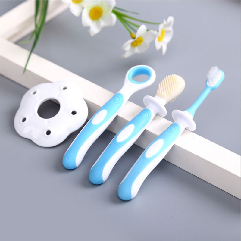 Baby Tandenborstels Set Tong Training Veiligheid Cover Zachte Gezonde Baby Tanden Poetsen