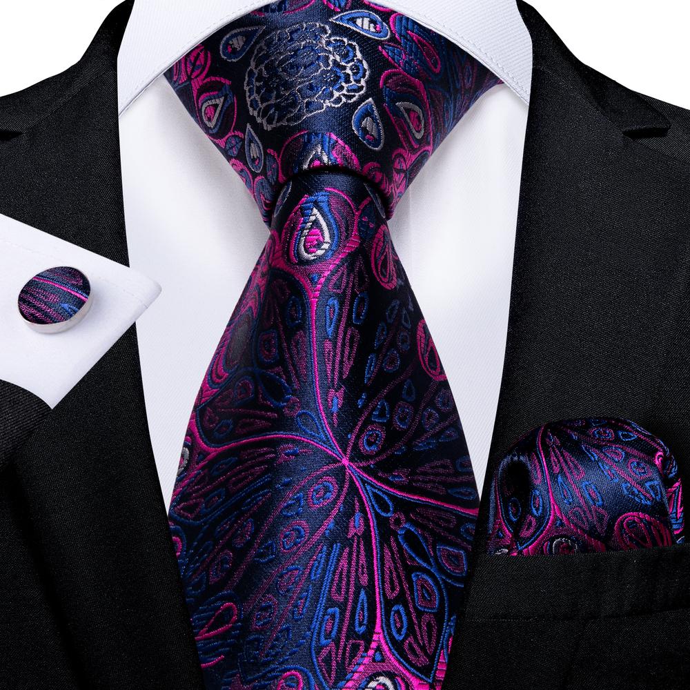 Hi-Tie Paars Solid Paisley Zijde Bruiloft Stropdas Voor Mannen Handky Manchetknoop Mannen Stropdas Set Party business