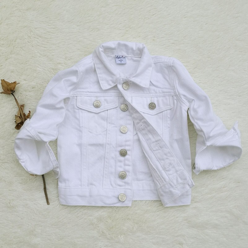 Vestes de printemps pour filles | Manteaux en Denim, couleur blanche, manteaux en Denim pour enfants, vêtements pour bébés,