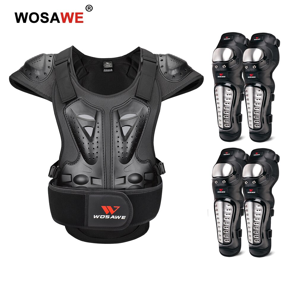 WOSAWE Body Armor Motorcycle Vest Rider Motocross Knee Elbow Pads Set Off Road Protective Gear Arm Guards Leg Protection