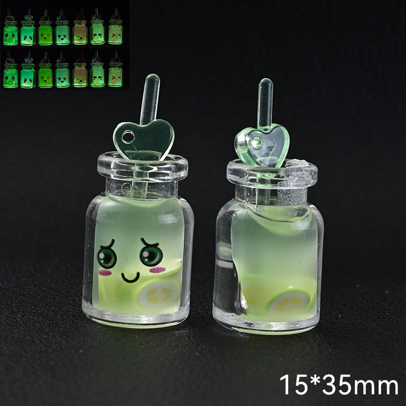 10Pcs Cute Colorful Milk Tea Milkshake Bottle Straw Acrylic Charms Drinks Beverage Pendant for Jewelry Making Necklace: Antique Copper Plated