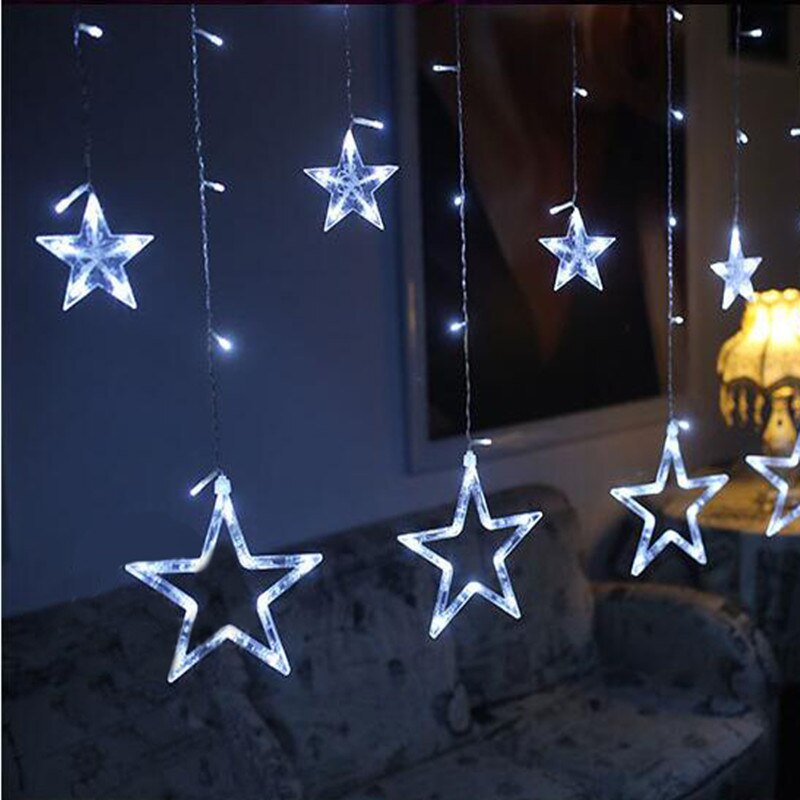 2.5m 138 led moon star fairy lights julestjerne string lys guirlande led gardin til bryllup/hjem/fest/fødselsdagsdekoration