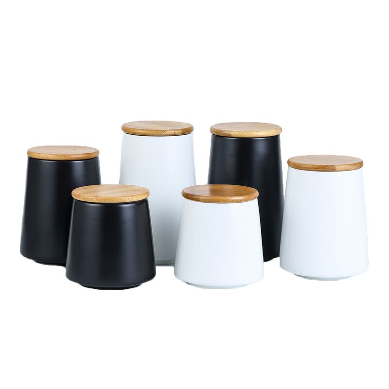 Tarro sellado de cerámica nórdico con tapa, recipientes de almacenamiento de granos variados de cocina, frasco de almacenamiento de alimentos, organizador de café y té