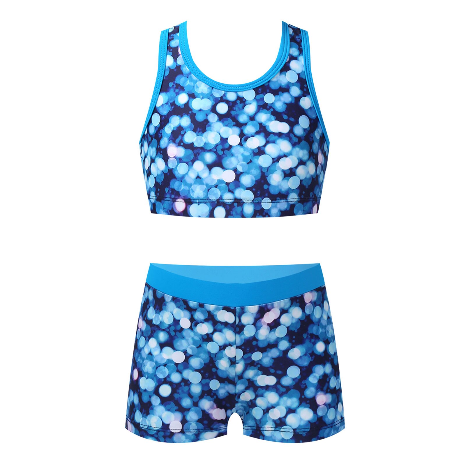 Meninas duas peças impresso maiôs de banho tanque + shorts crianças fatos de treino ballet ginásio roupas de verão das crianças fatos de banho