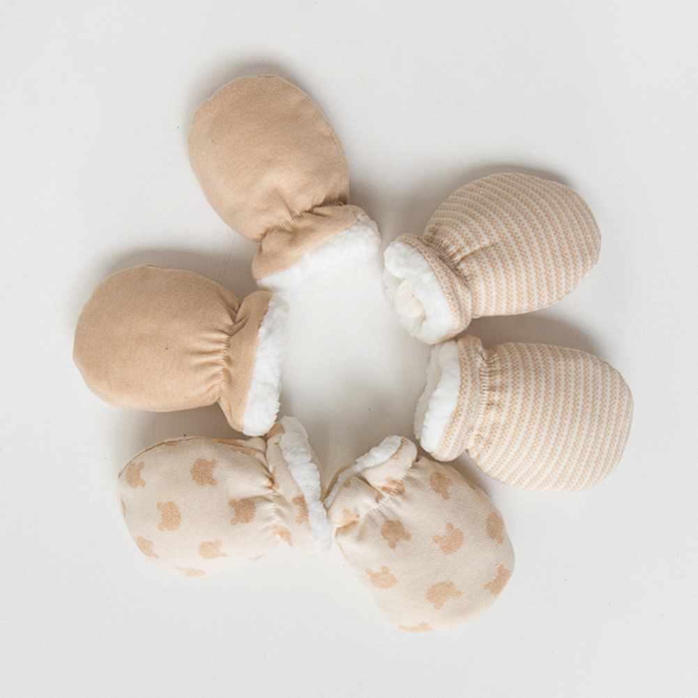 1 Pair Newborn Baby Cotton Gloves Anti-grab Mittens Infant Winter Thickening Warm Fleece Hand Warmer Gloves for Baby Kids