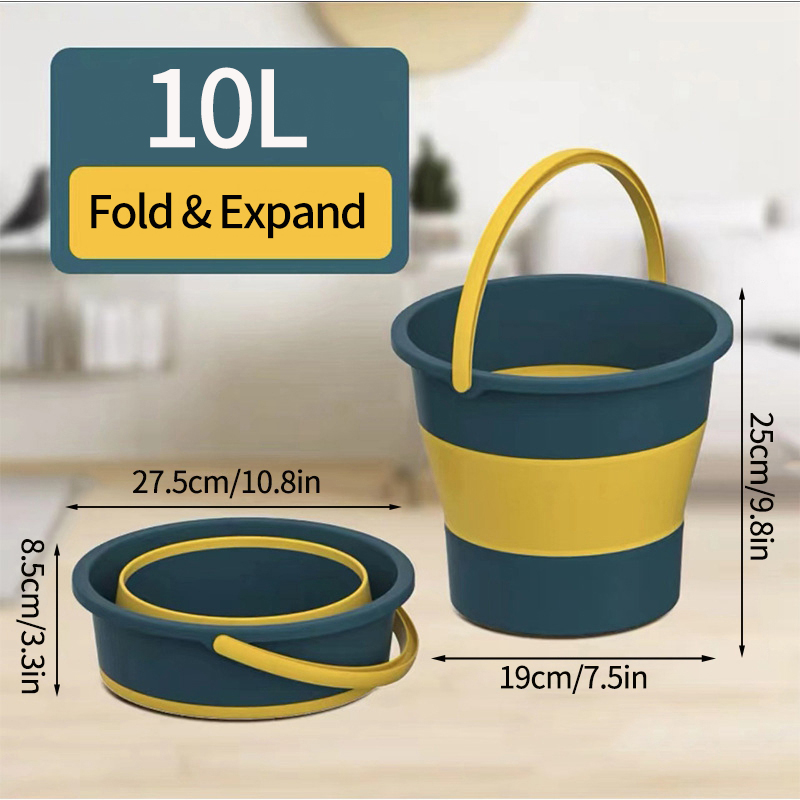 5/10L Foldable Silicone Bucket Portable Camping Water Container Car Wash Water Bucket Fishing Bucket Camping Shower Equipment: Ivory
