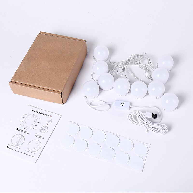 Applique miroir de maquillage à LED ampoule Hollywood maquillage vanité lumières USB applique murale 2/6/10/14 pièces coiffeuse miroir lampe