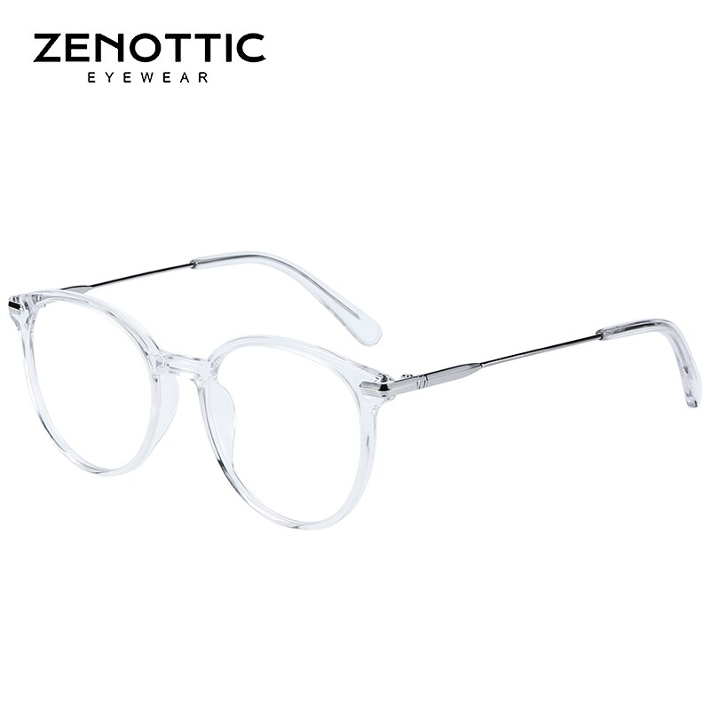 ZENOTTIC-gafas redondas Retro de acetato para mujer, montura transparente para miopía óptica, ultraligeras, Vintage: 004