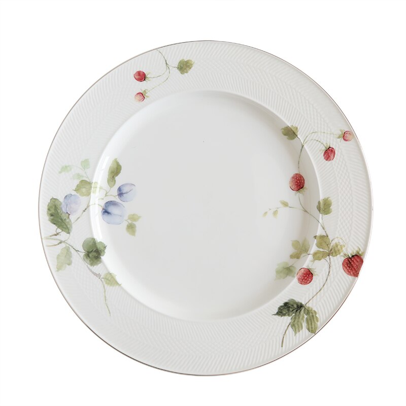 Europese Stijl Platen Set Bone China Keramische Diner Compleet Servies Set Diner Serveren Pratos De Jantar Luxe Borden: 10.5 inch flat plate