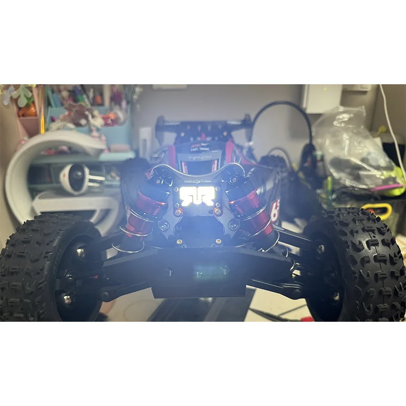 LED Simulatie Koolstofvezel Koplampen voor 1/8 ARRMA TYPHON 6S V4 V5 TLR TUNED 4X4 BUGGY Auto