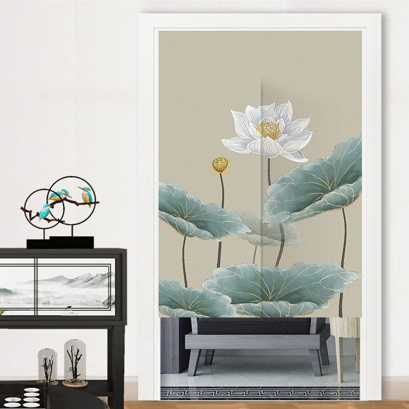 Cortina de puerta de Feng Shui chino dormitorio cocina baño cortina de partición cortina de puerta de loto