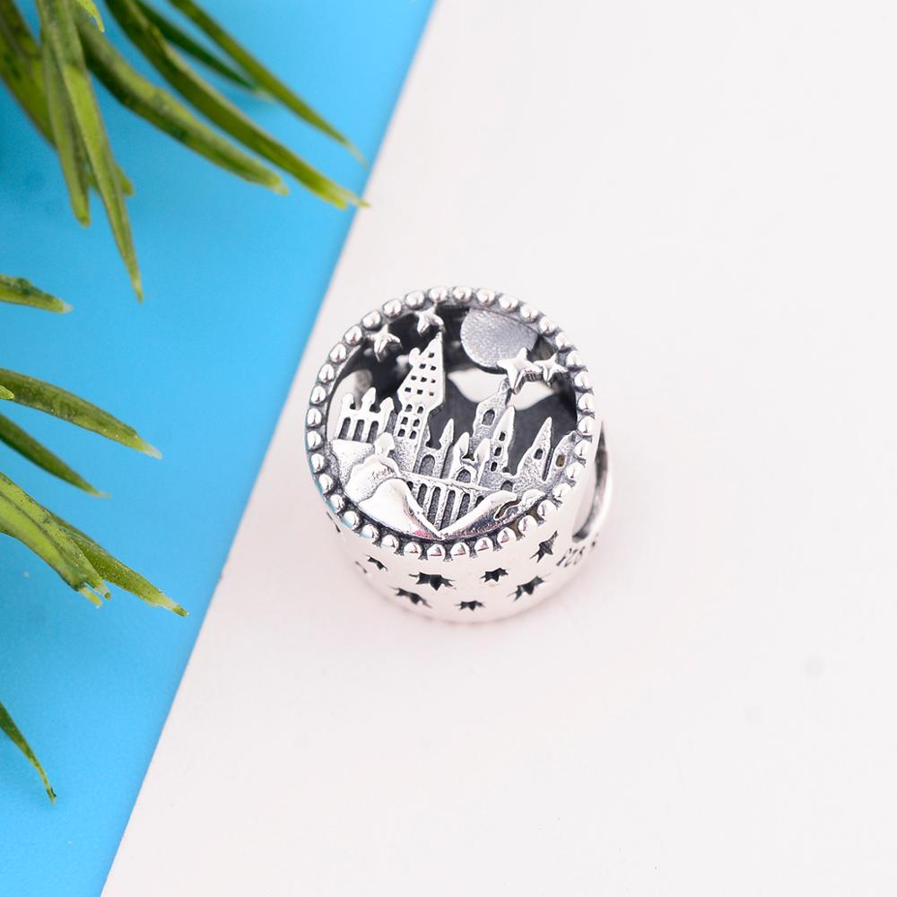 Nyeste 925 sterling sølv magiske skole slot charme perler passer originalcharm armbånd diy smykker gør berloque
