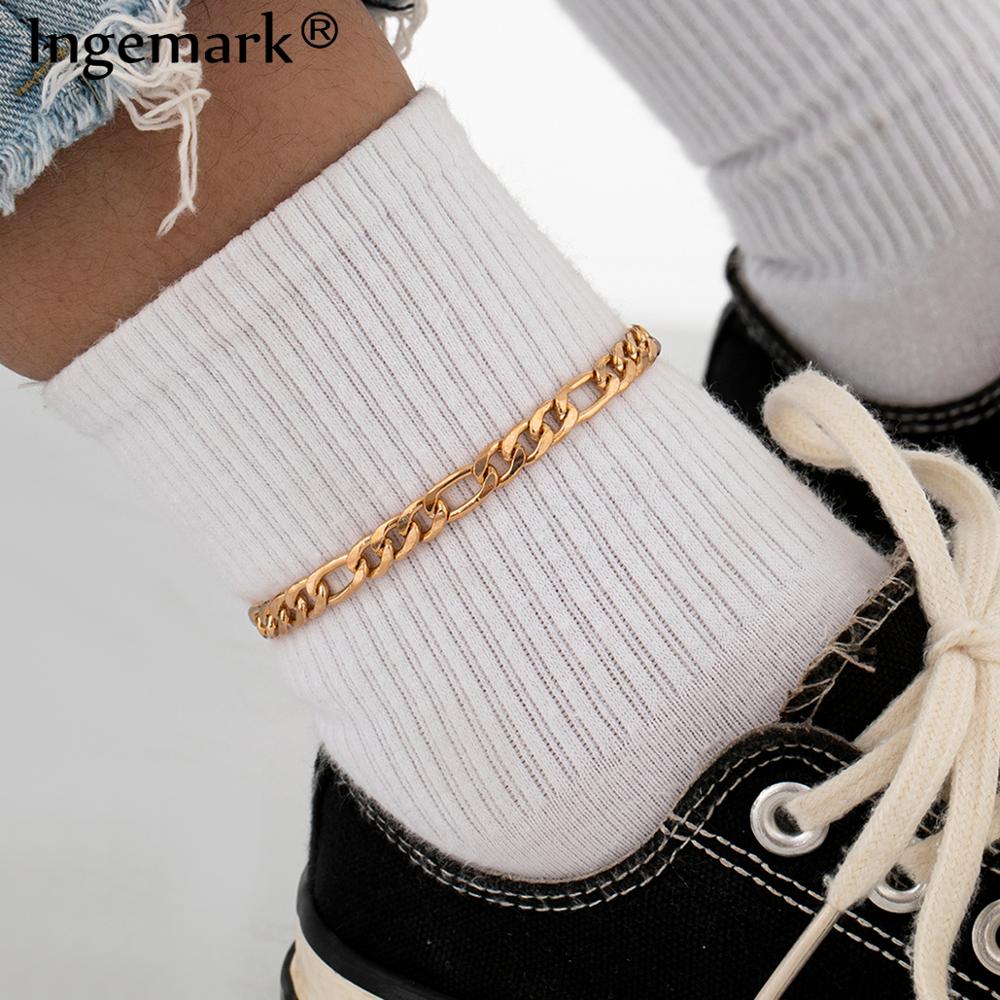 Punk Simple cadenas de hierro mujer pulseras para las mujeres de de verano de playa Boho trenzado serpiente enlace sandalias zapato pie accesorios