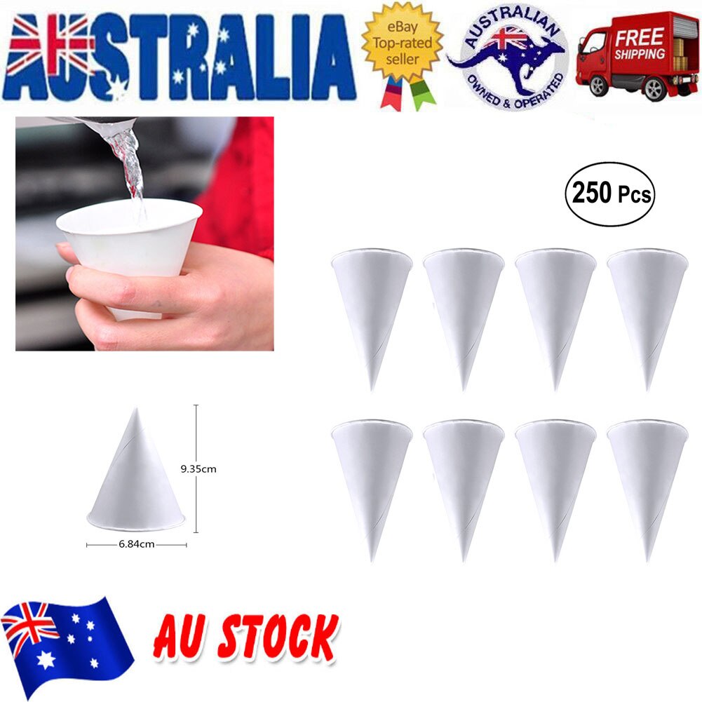250PCS 3.7oz Disposable Cone Water Cups Paper Funnel Cups Snow Cone Cups - White