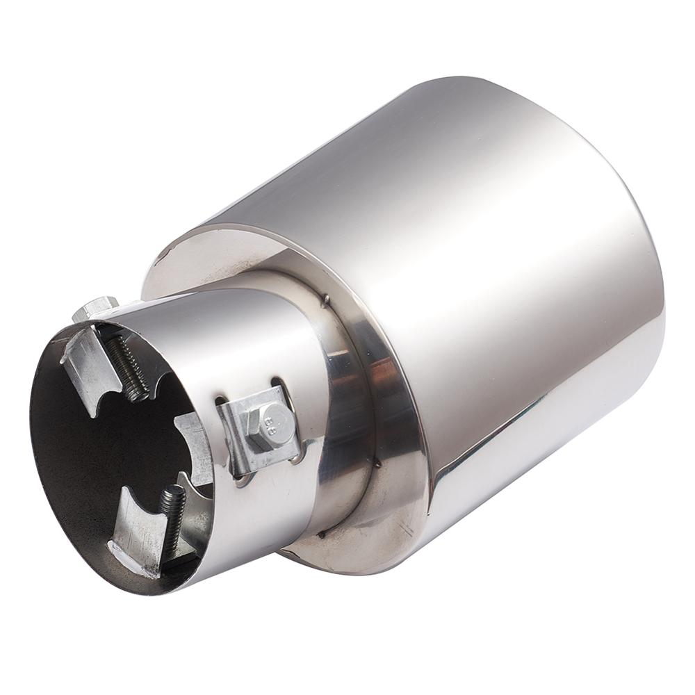 Silenciador de tubo de escape curvado para coche, puntas de extremo ovaladas, embellecedor de 60mm, salida interior, acero inoxidable plateado