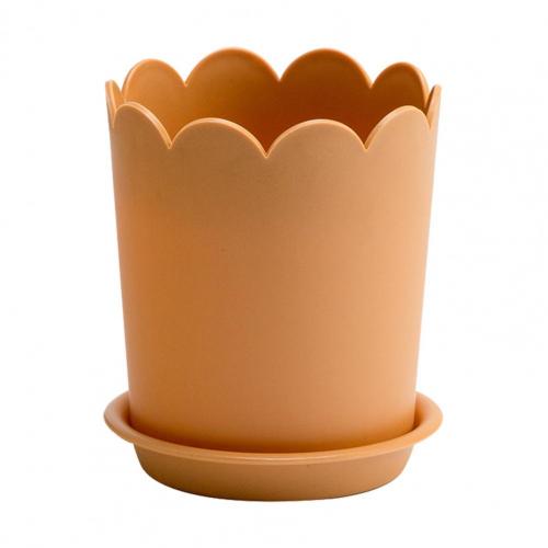 50%HOTFlowerpot All Match Bright-colored Plastic Petal Edge Large Opening Flower Planter for Home: Orange / M