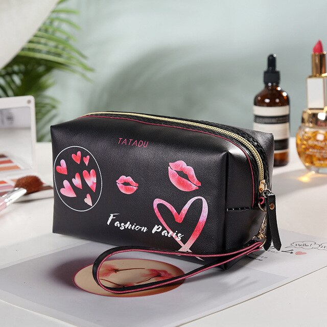PU Leather Portable Women kosmetyczka z lustrem torby podróżne kosmetyczki organizuj torebkę wodoodporna kosmetyczka: C1