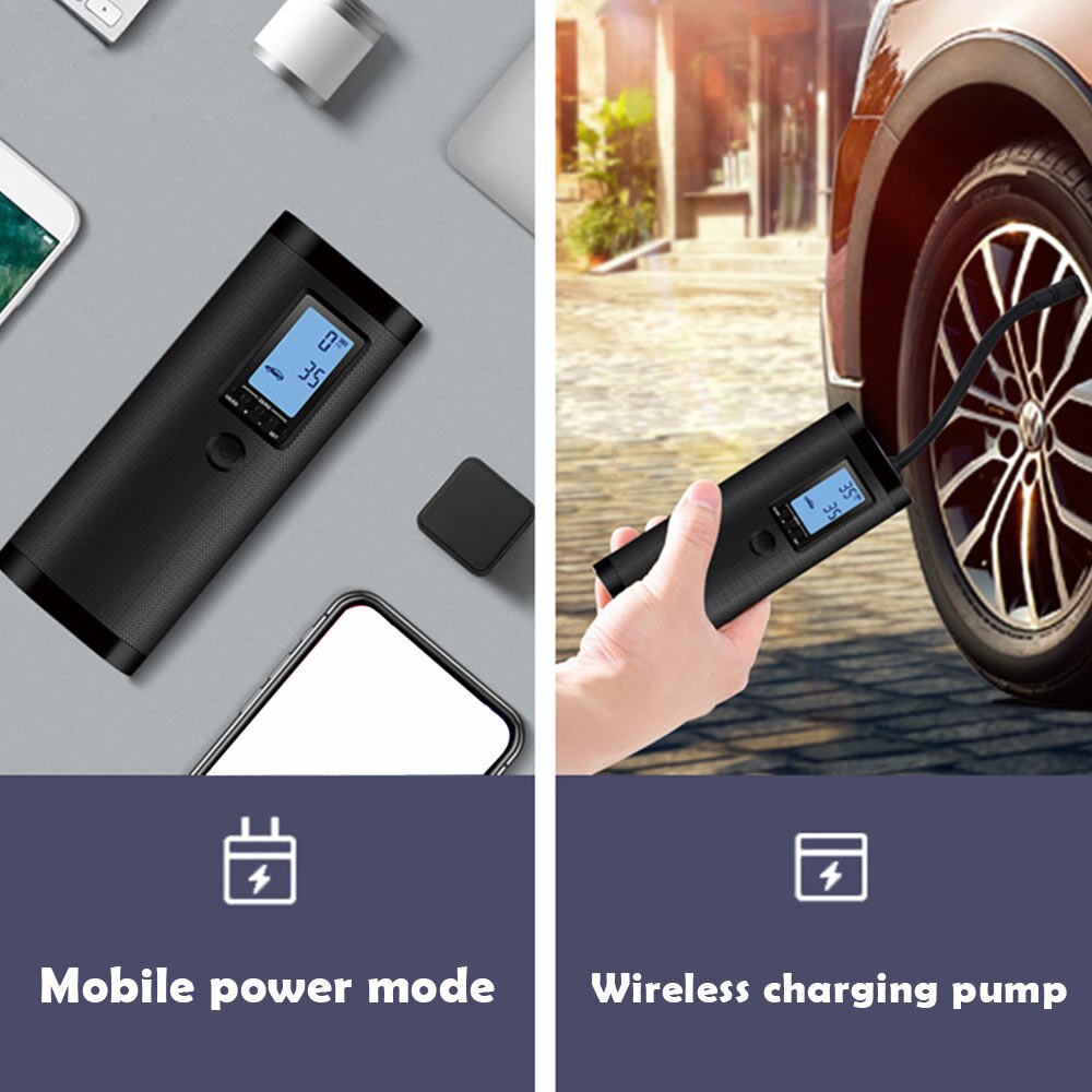 Portable Air Compressor Mini Tire Inflator Hand Held Pump 2000mAh with Emergency Lighting Digital LED Light