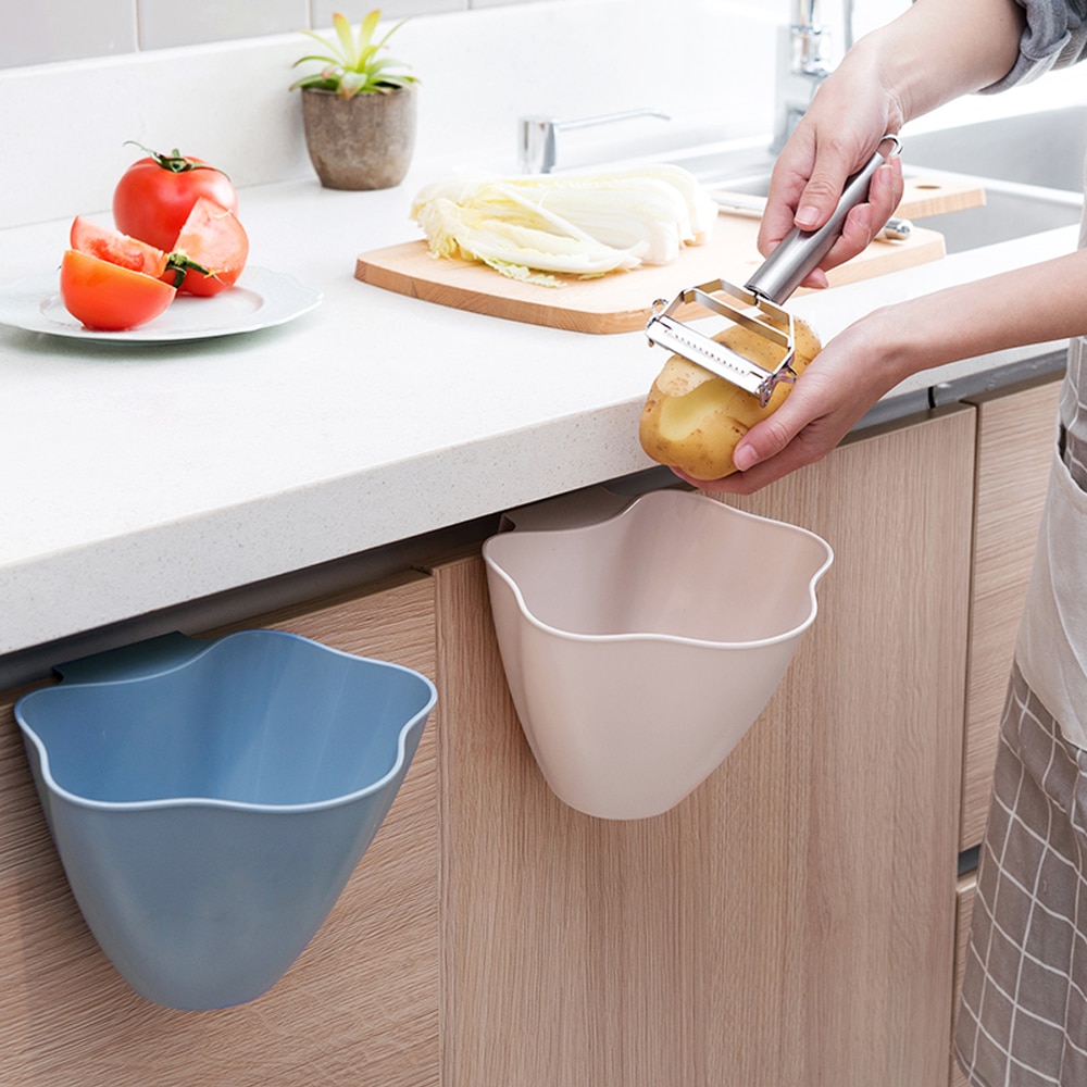 Plastic Kitchen Cabinet Door Hanging Trash Garbage Can Bin Rubbish Container Kitchen Sink Strainers Basket Drain Protector