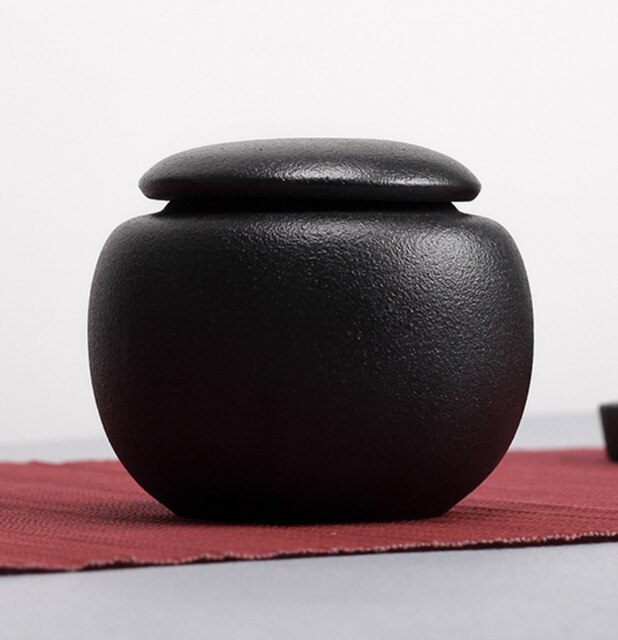 Japanese Coarse Pottery Zen Tea Caddy Kung Fu Tea Set Kitchen Spice Jars Sugar Bowl Sealed Cans Candy Storage Tank: 9.5x8cm B