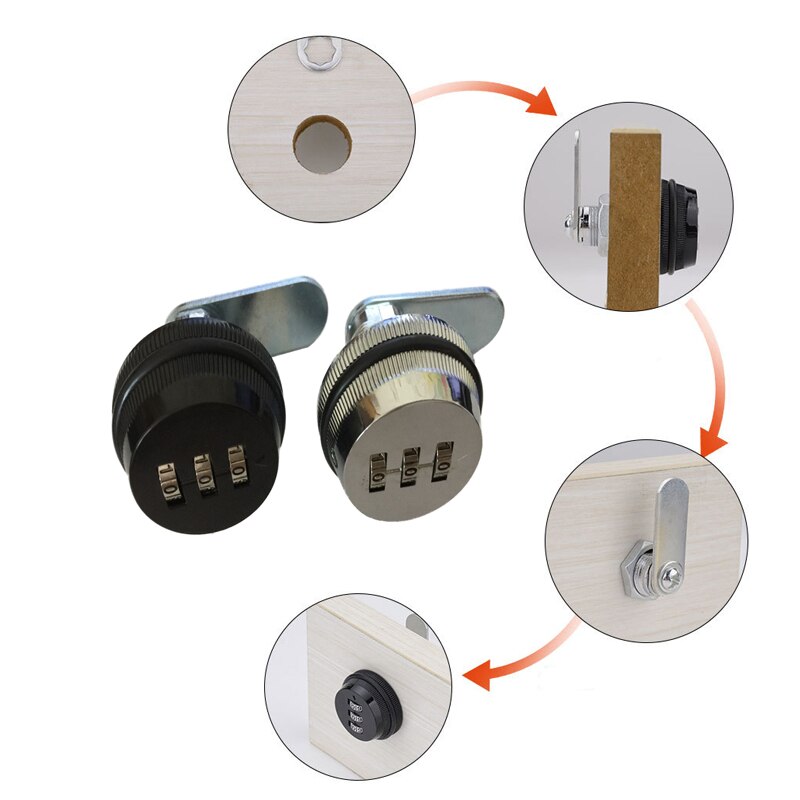 Serrure pour boîte aux lettres à 3 chiffres, 7/8 pouces, serrure pour caméra rotative pour tiroir d'armoire, serrure à Code intelligent en alliage de Zinc pour boîte aux lettres