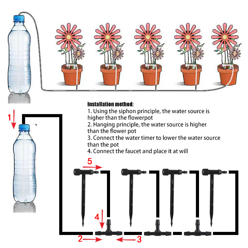 Garten Schwarz Einstellbare ventil Tropf Bewässerung Kit Topfpflanze Bewässerung Gerät 4/7mm Schlauch Bewässerung Sparen MicroDripper Gewächshaus