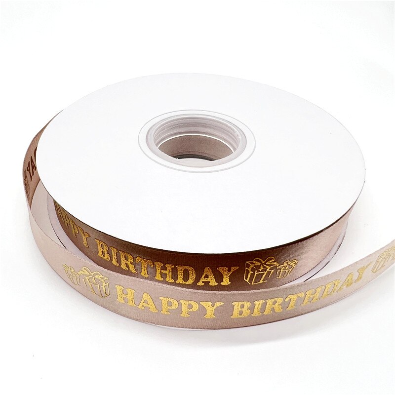 20mm Birthday Ribbon Happy Birthday Printed Satin Ribbon For Birthday Bow Handmade Craft Accessories Wrapping Ribbon: 08 / 10 Yards(9 Metres)