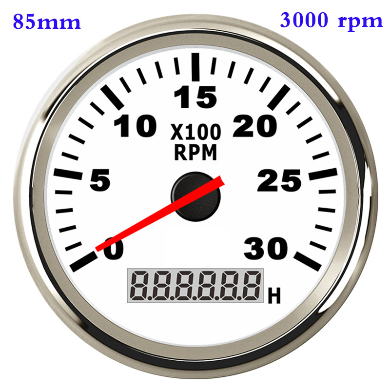 6000 8000 Rpm Tachometer Tacho Meter Gauge Hourmeter 12V/24V 85mm Toerenteller 12v Hour Meter Sensor For Marine Boat Car Truck: 3000 rpm WS