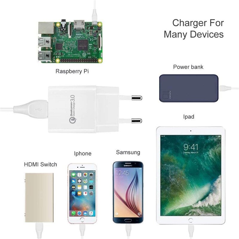 Chargeur rapide QC 3.0 18W 3A adaptateur chargeur sans fil pour IPhone 11 Pro XS Max XR X Samsung S9 S10 S20 Plus prise de Charge Usb rapide