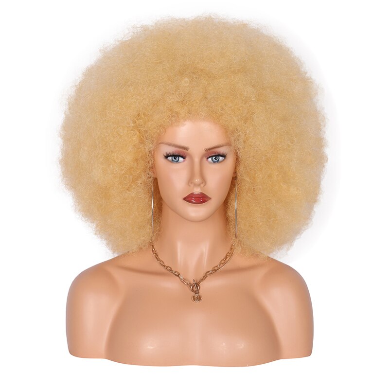 Kalyss 16 Inches Afro Kinky Curly Wigs for Black Women Short Large Bouncy Curly Wigs Soft Premium Synthetic Hair Wigs: 27M